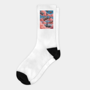 Retro Cassettes Floating in the Sky Socks