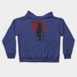 Lone Samurai Warrior in Red Circle Kids Hoodie