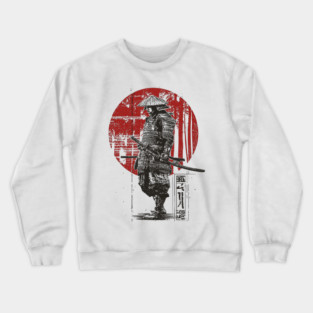 Lone Samurai Warrior in Red Circle Crewneck Sweatshirt