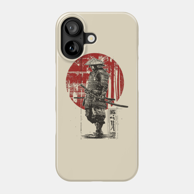 Lone Samurai Warrior in Red Circle Phone Case by TuncGK