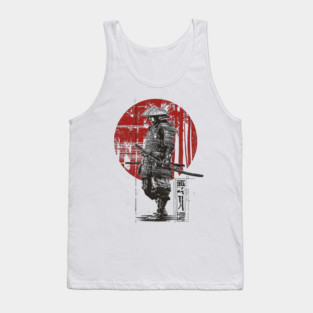 Lone Samurai Warrior in Red Circle Tank Top