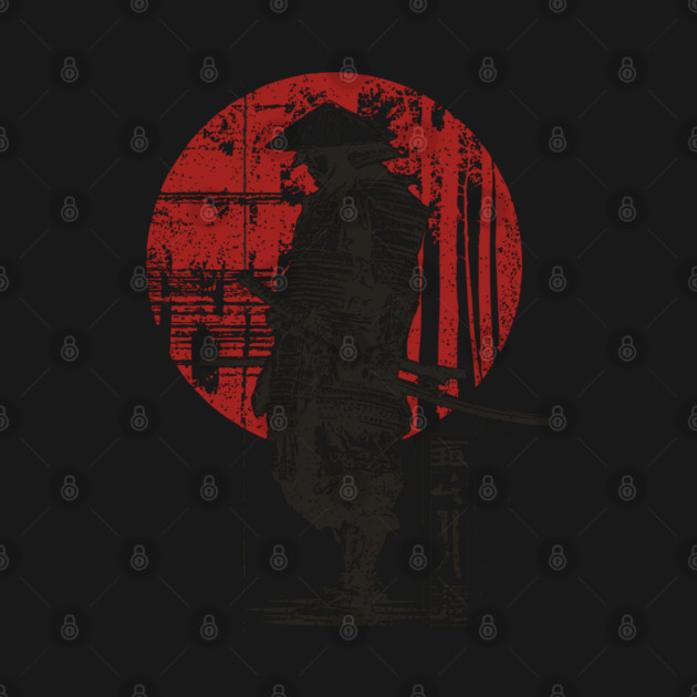 Lone Samurai Warrior in Red Circle by TuncGK