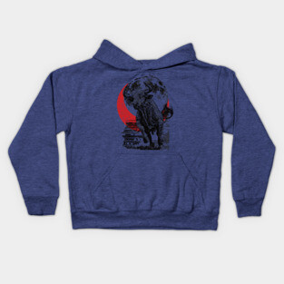 Bull and Blood Moon - Japanese Power Design Kids Hoodie