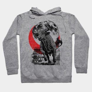Bull and Blood Moon - Japanese Power Design Hoodie