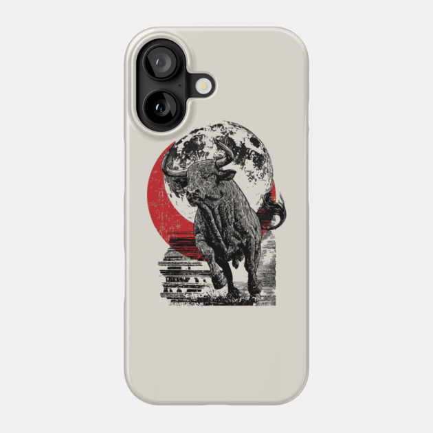 Bull and Blood Moon - Japanese Power Design Phone Case by TuncGK