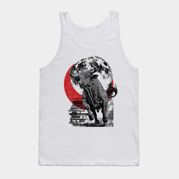 Bull and Blood Moon - Japanese Power Design Tank Top by TuncGK