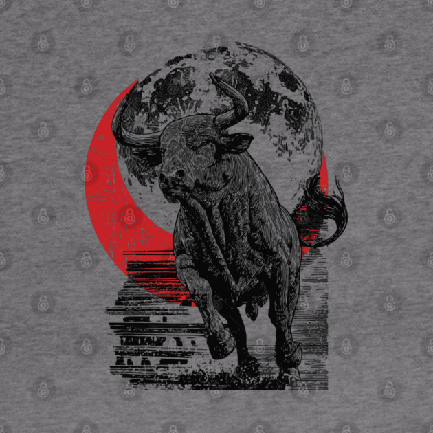 Bull and Blood Moon - Japanese Power Design by TuncGK