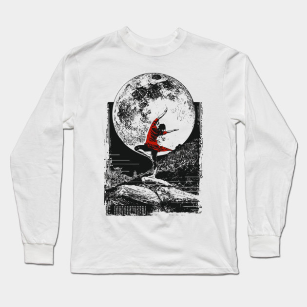 Ninja Girl Dancing Under the Moon Long Sleeve T-Shirt by TuncGK