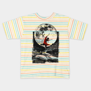 Ninja Girl Dancing Under the Moon Kids T-Shirt