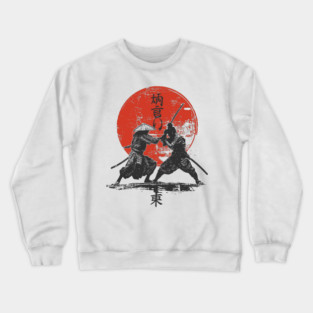 Samurai Duel Under Red Sun - Epic Clash Design Crewneck Sweatshirt