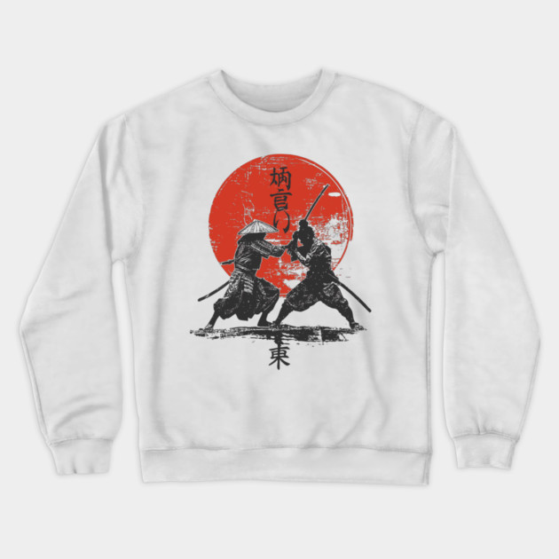 Samurai Duel Under Red Sun - Epic Clash Design Crewneck Sweatshirt by TuncGK