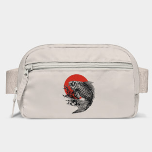 Koi Fish with Bamboo and Rising Sun Bag