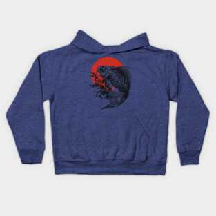 Koi Fish with Bamboo and Rising Sun Kids Hoodie