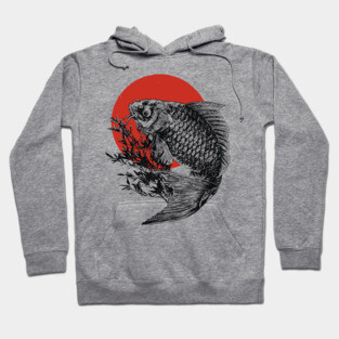 Koi Fish with Bamboo and Rising Sun Hoodie