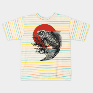 Koi Fish with Bamboo and Rising Sun Kids T-Shirt