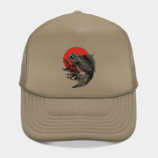 Koi Fish with Bamboo and Rising Sun Hat