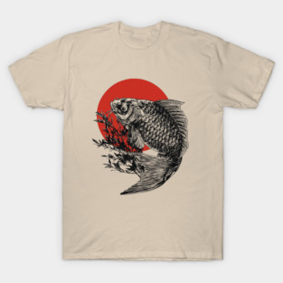 Koi Fish with Bamboo and Rising Sun T-Shirt