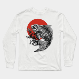 Koi Fish with Bamboo and Rising Sun Long Sleeve T-Shirt