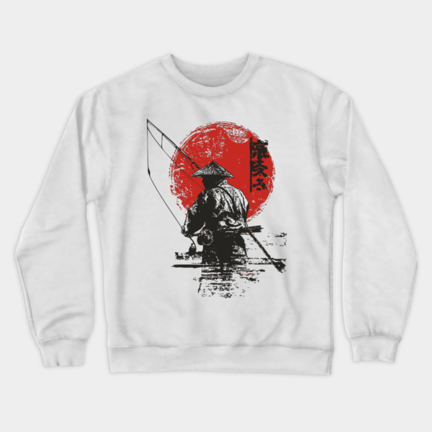 Serene Japanese Fisherman at Dawn Crewneck Sweatshirt by TuncGK