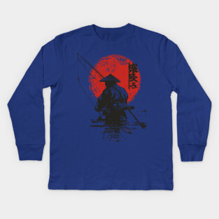 Serene Japanese Fisherman at Dawn Kids Long Sleeve T-Shirt