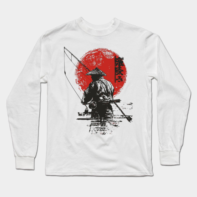 Serene Japanese Fisherman at Dawn Long Sleeve T-Shirt by TuncGK