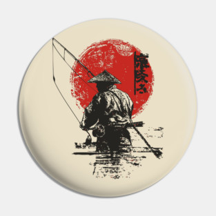 Serene Japanese Fisherman at Dawn Pin