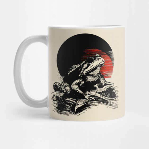 Zen Frog Under Rising Sun - Japanese Art Style by TuncGK