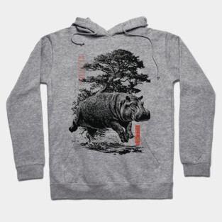 Samurai Hippo in Ink Wash Style Hoodie