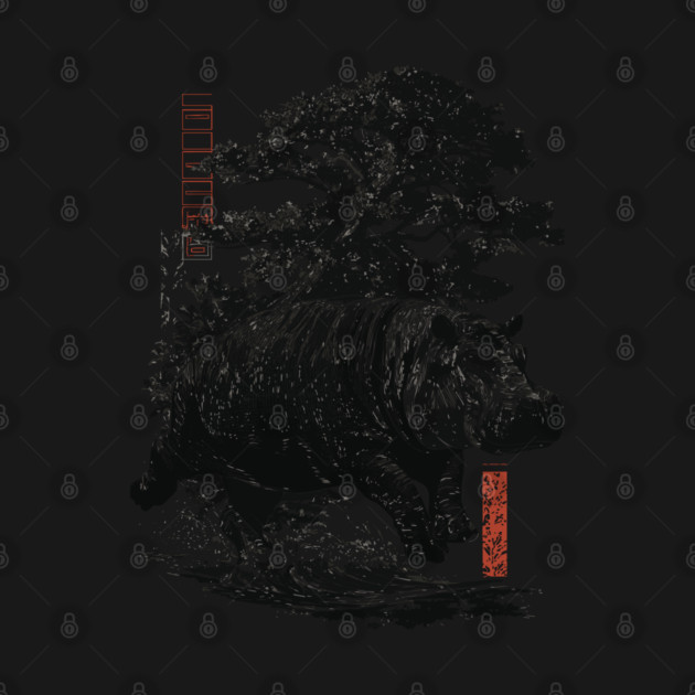 Samurai Hippo in Ink Wash Style by TuncGK