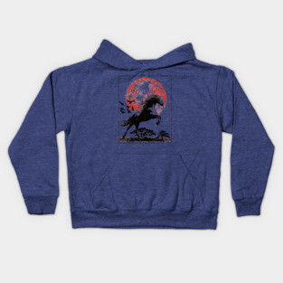 Galloping Horse and Crimson Moon Kids Hoodie