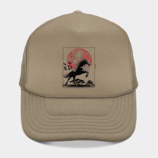 Galloping Horse and Crimson Moon Hat