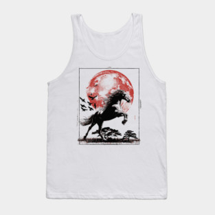 Galloping Horse and Crimson Moon Tank Top