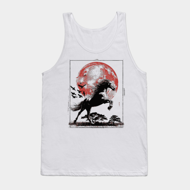 Galloping Horse and Crimson Moon Tank Top by TuncGK