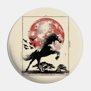 Galloping Horse and Crimson Moon Pin