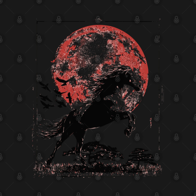 Galloping Horse and Crimson Moon by TuncGK