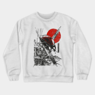 Ladybug Samurai Bug with Japanese Calligraphy Crewneck Sweatshirt