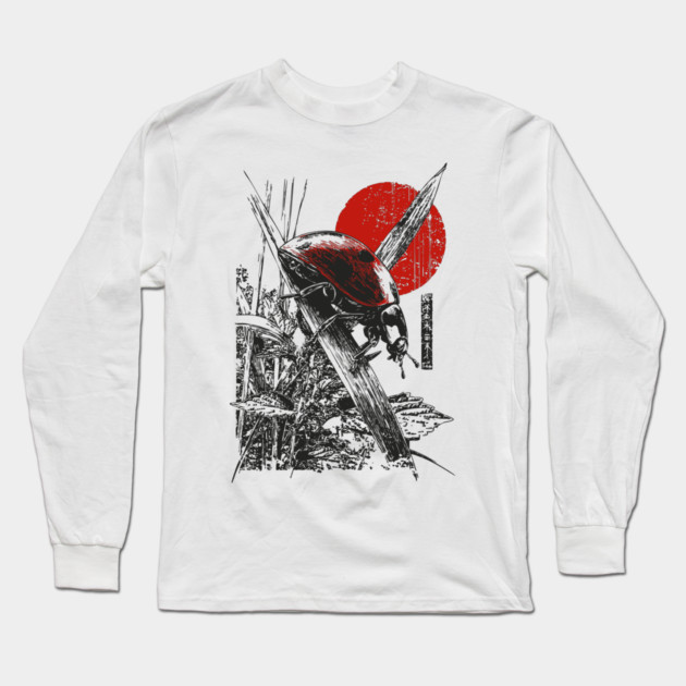 Ladybug Samurai Bug with Japanese Calligraphy Long Sleeve T-Shirt by TuncGK