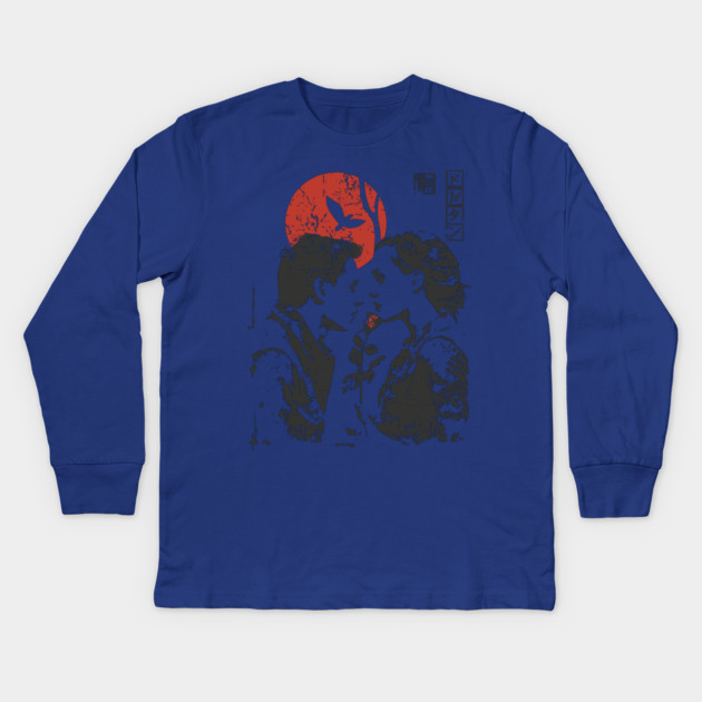 Lovers Under the Red Sun - Japanese Romance Design Kids Long Sleeve T-Shirt by TuncGK