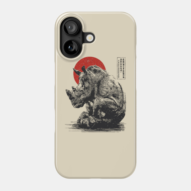 Rhino with Red Sun - Ink Japanese Style Phone Case by TuncGK