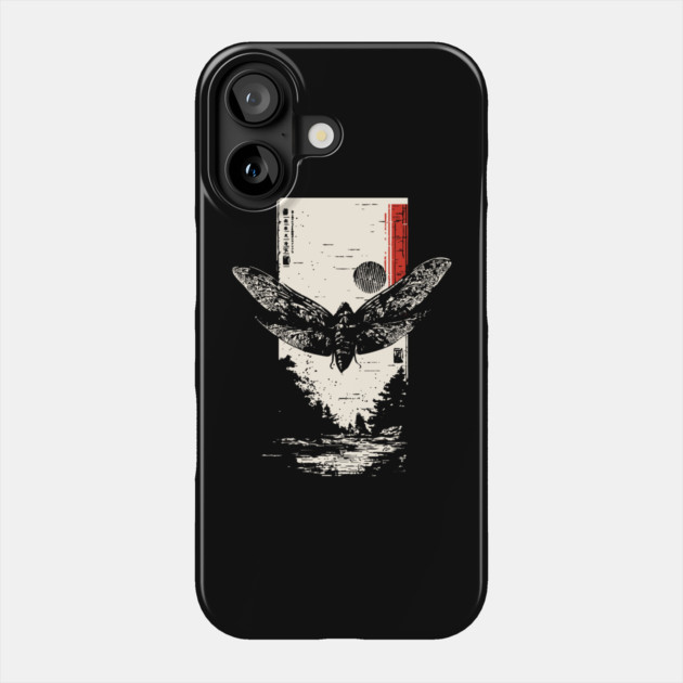 Moth Under Full Moon - Japanese Dark Aesthetic Phone Case by TuncGK
