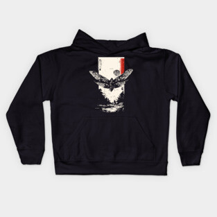 Moth Under Full Moon - Japanese Dark Aesthetic Kids Hoodie