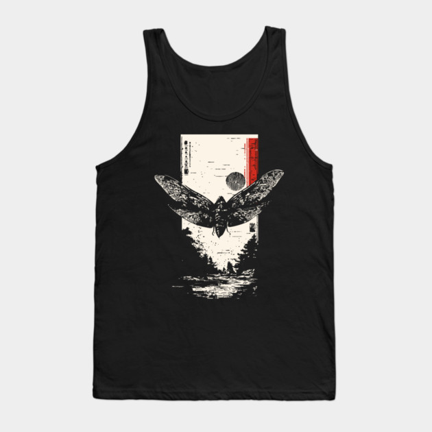 Moth Under Full Moon - Japanese Dark Aesthetic Tank Top by TuncGK