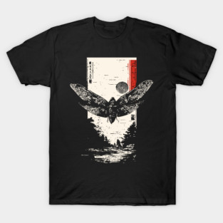 Moth Under Full Moon - Japanese Dark Aesthetic T-Shirt