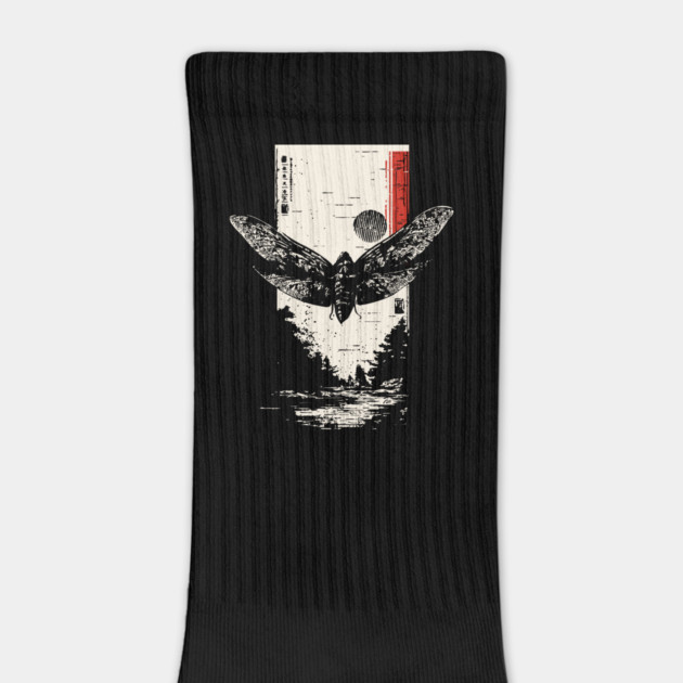 Moth Under Full Moon - Japanese Dark Aesthetic by TuncGK