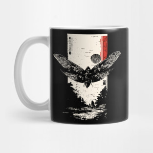 Moth Under Full Moon - Japanese Dark Aesthetic Mug