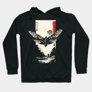 Moth Under Full Moon - Japanese Dark Aesthetic Hoodie
