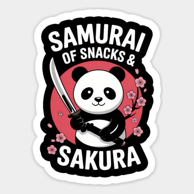 Samurai Panda: Guardian of Snacks & Sakura Magnet by Hobby Helpers Merch