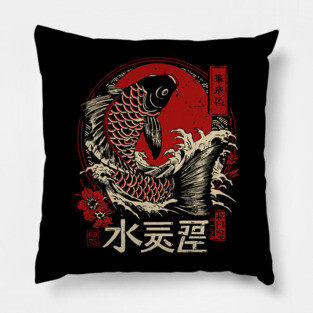 Aquarius Zodiac Koi Leaping Through Waves Pillow