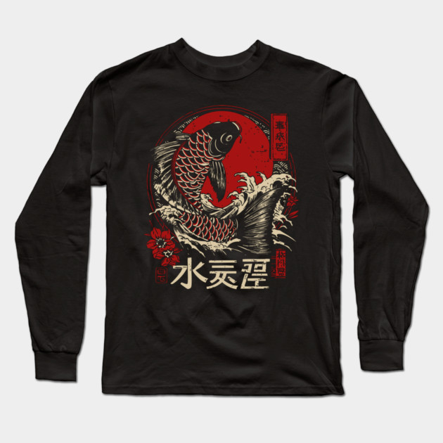 Aquarius Zodiac Koi Leaping Through Waves Long Sleeve T-Shirt by TuncGK
