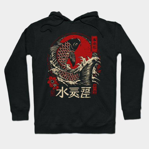 Aquarius Zodiac Koi Leaping Through Waves Hoodie by TuncGK